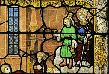 Vitrail représentant Saint Nicolas : le Miracle de la Coupe d